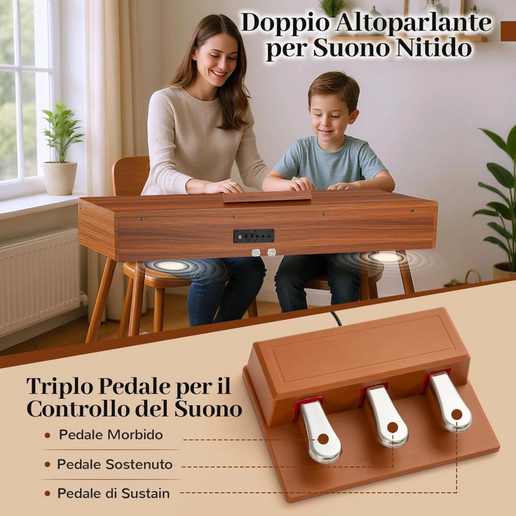 Pianoforte Digitale a 88 Tasti, con Azione a Martello Graduata, Pianoforte Elettrico a Grandezza, con Cassetto Estraibile e Altoparlanti Doppi, Pianoforte Digitale per Principianti