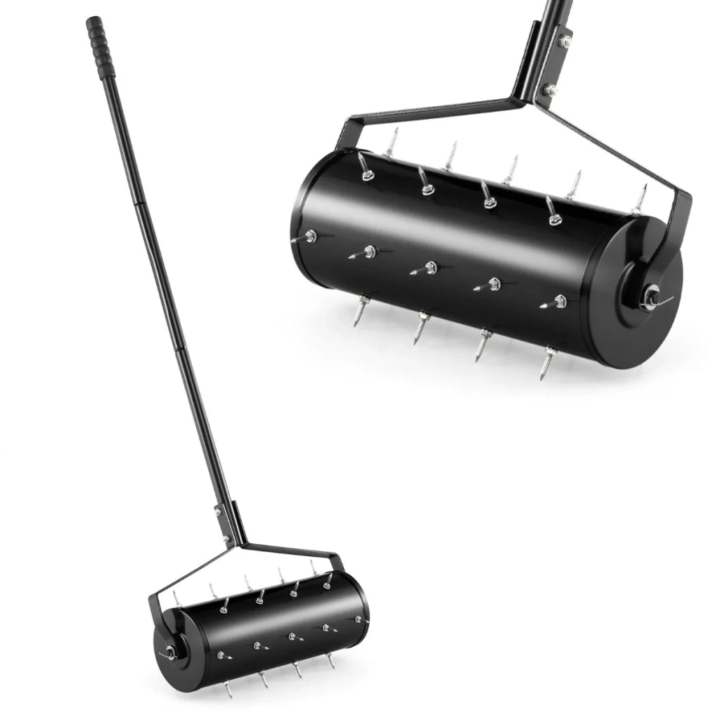 Arieggiatore a rullo per prato 45 x 128 cm aerazione profonda ed ergonomica per giardino stile moderno metallo nero 20_0015308