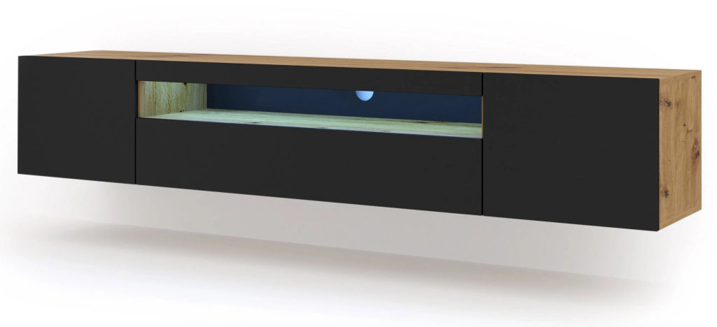 MOBILE PORTA TV AURA 200 ARTISAN OAK NERO OPACO LED