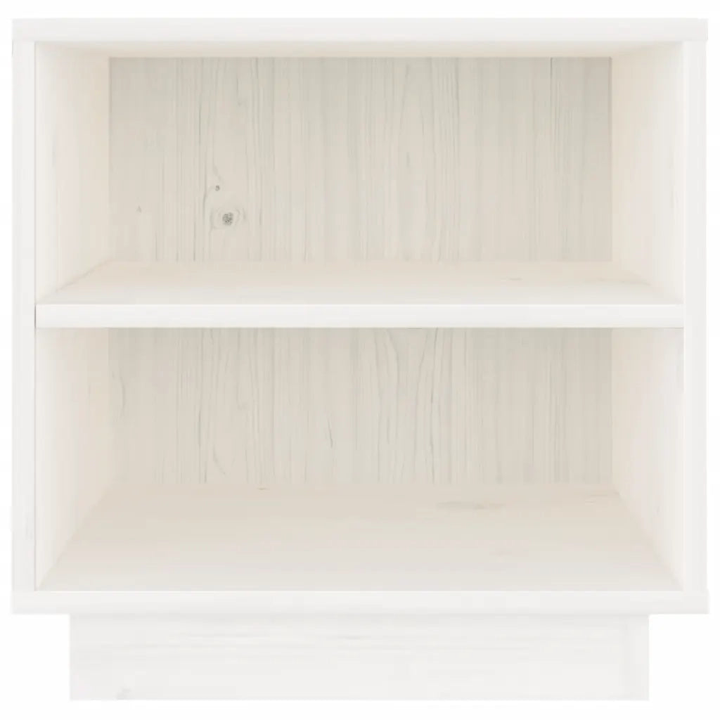 Set di 2 Comodini | Armadio da Notte | Mobiletto da notte Bianchi 40x34x40 cm in Legno Massello di Pino