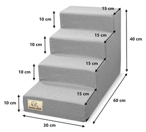 AIO FACTORY Scala per cani 60x40x30 cm, impermeabile, grigia, antiscivolo