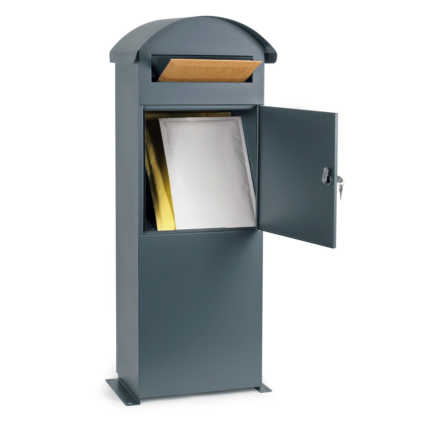 Witec Cassetta postale autoportante 42x24x102cm con struttura a colonna verniciata a polvere grigia