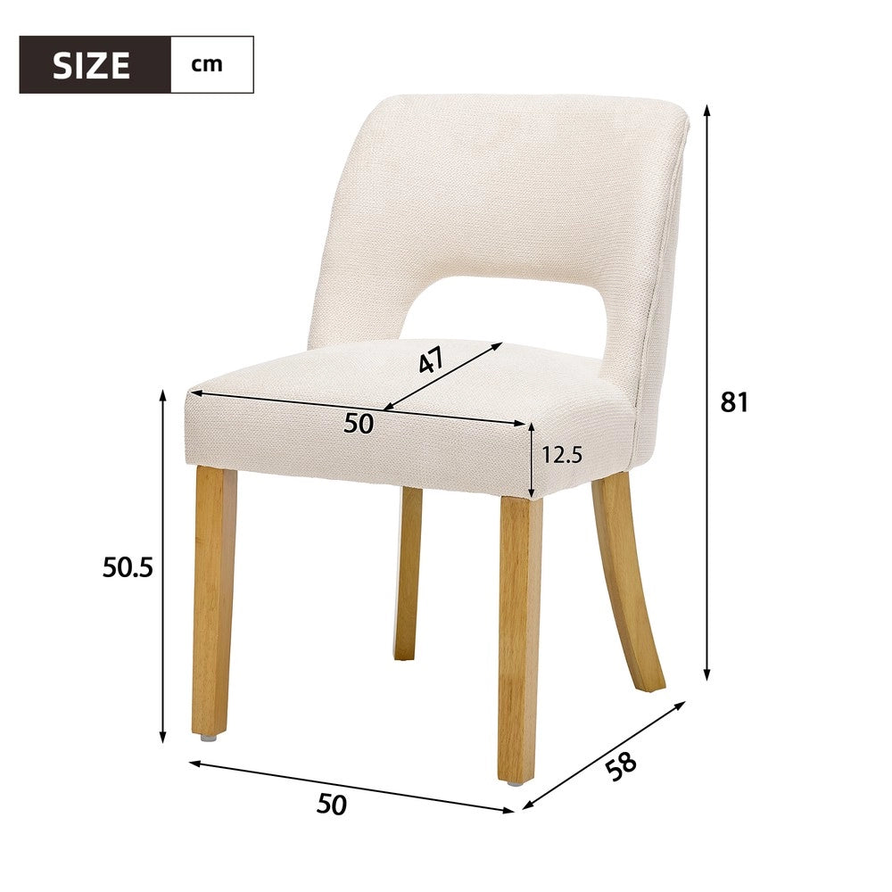 Sedie da Pranzo in Tessuto di Lino ¨C Xylo ¨C Beige, Gambe in Legno Massello, Stile Moderno