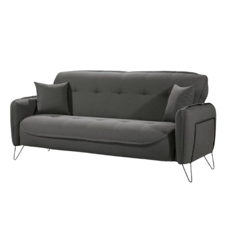 Divano letto tre posti in tessuto Grigio CROWN 215x94x h98 cm