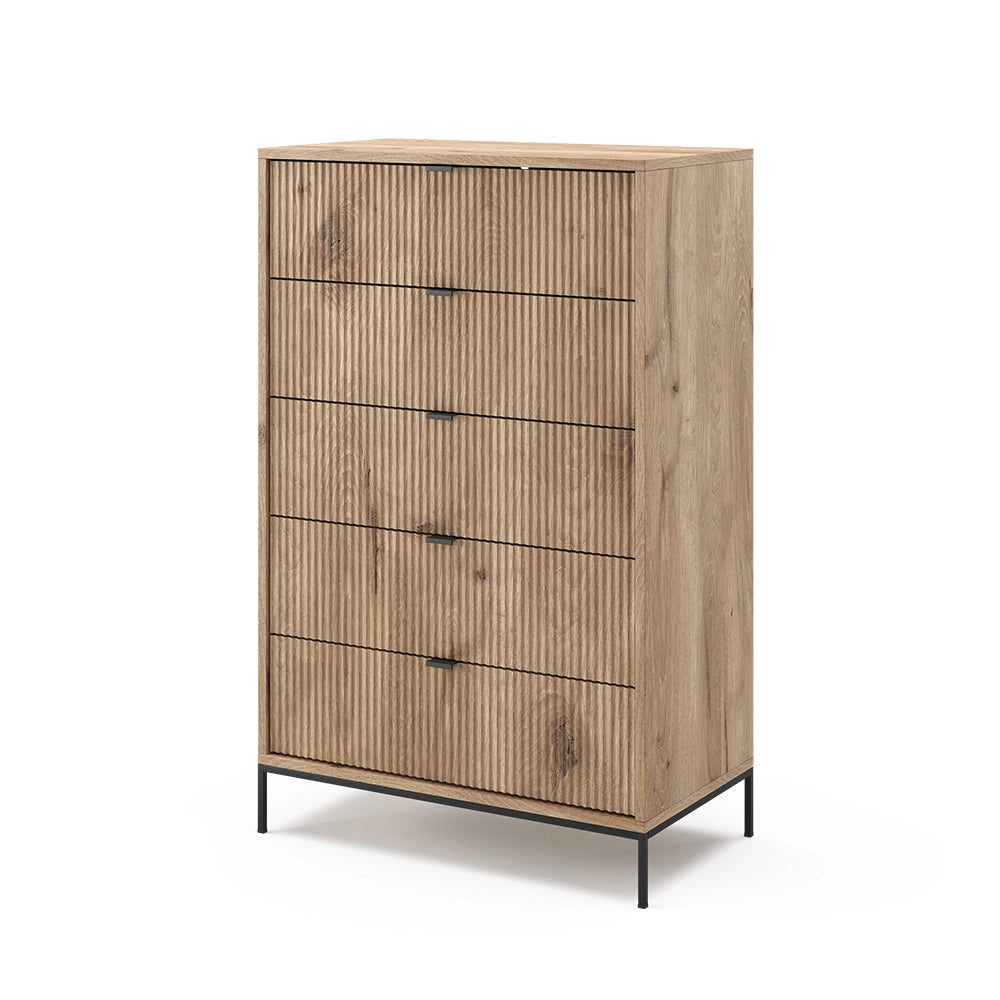 Vicco Cassettiera Quercia vichinga 76 x 120 cm con 5 cassetti