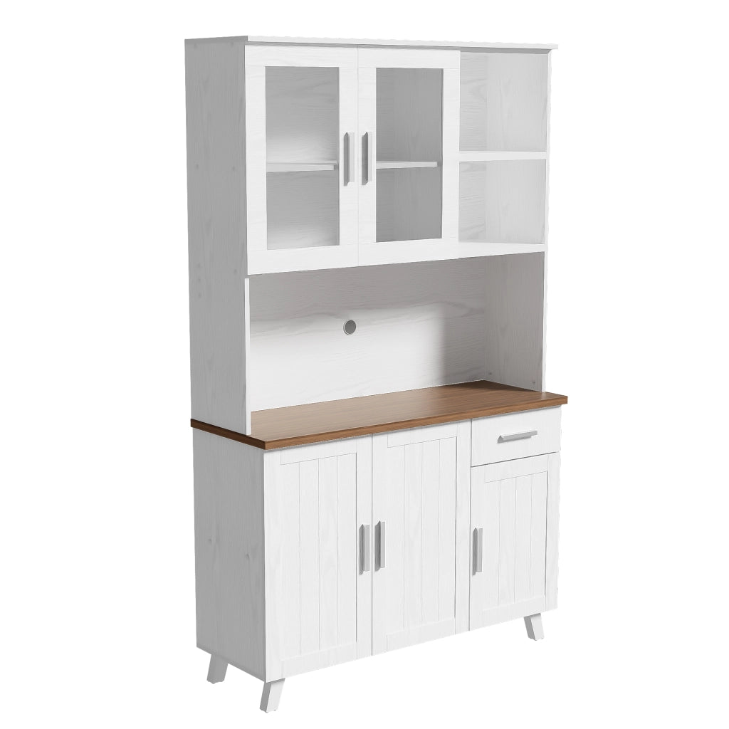 Sideboard Bianco - Zephmum- 114x40x190 cm- Legno massello- Per soggiorno e sala da pranzo