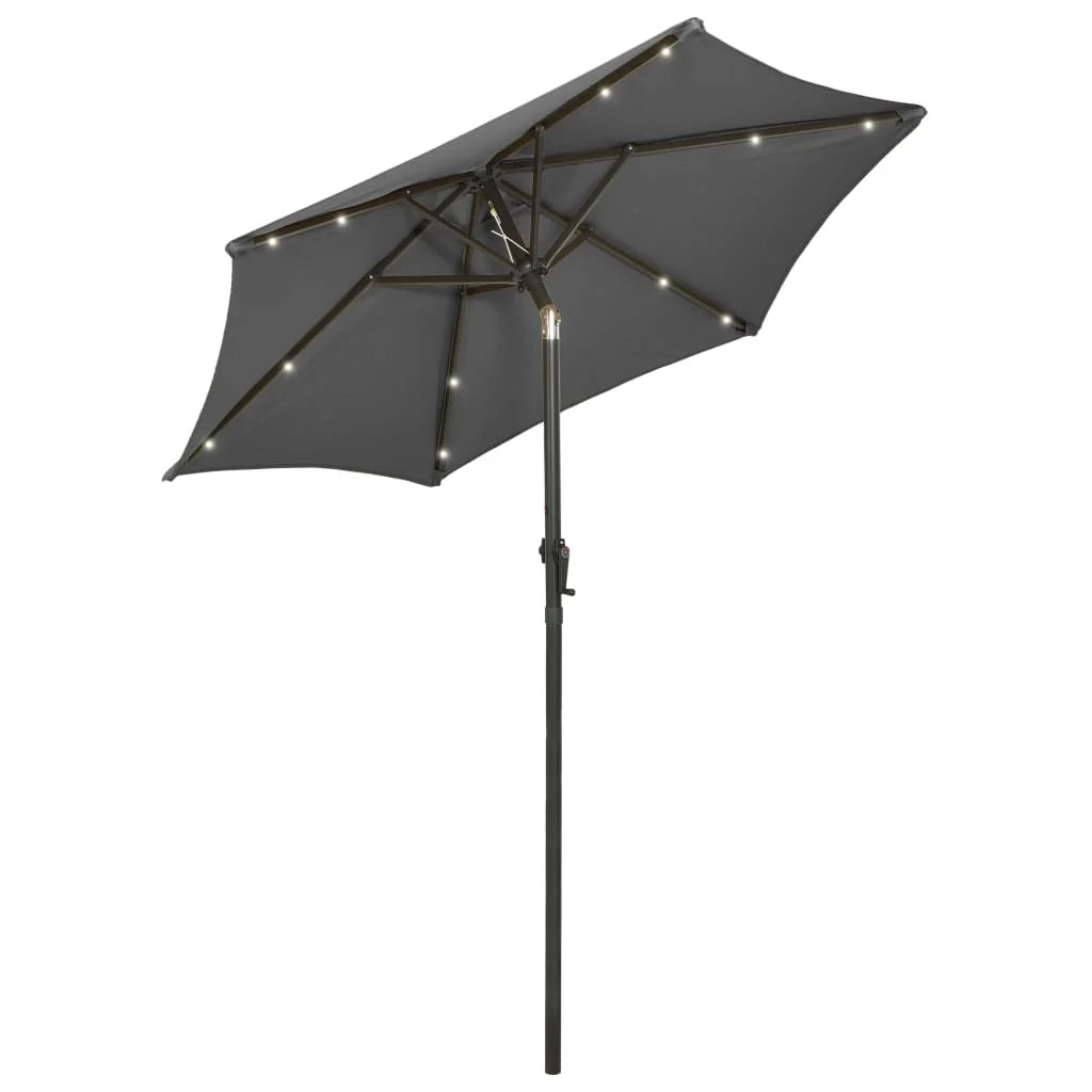 Ombrellone con luci LED antracite 200 x 211 cm alluminio 02_0008089