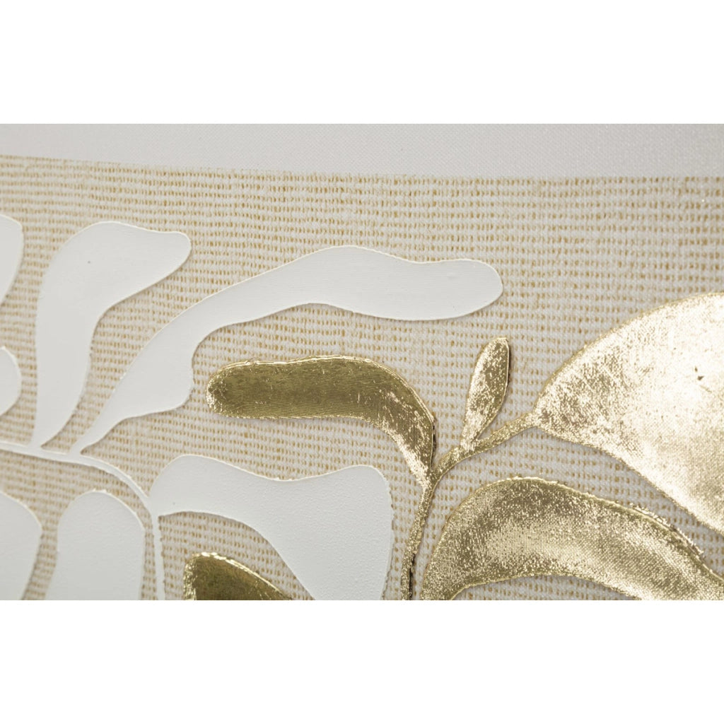 Stampa su tela Goldy B foglie oro variante con cornice, 50x70 cm