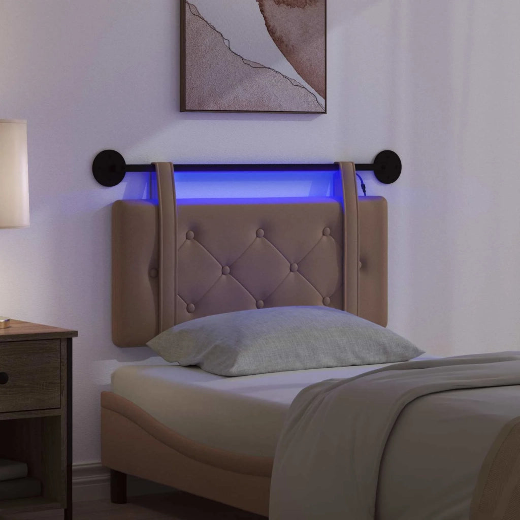 Testiera sospesa Con luce LED Cappuccino Similpelle