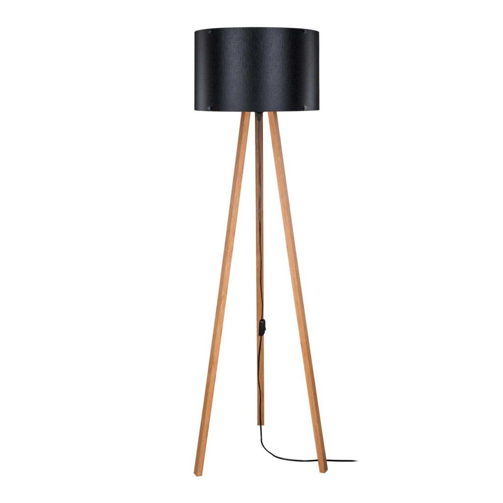 Lampada da terra lampada a treppiede altezza 136 cm attacco E27 bambù/nero 03_0007273
