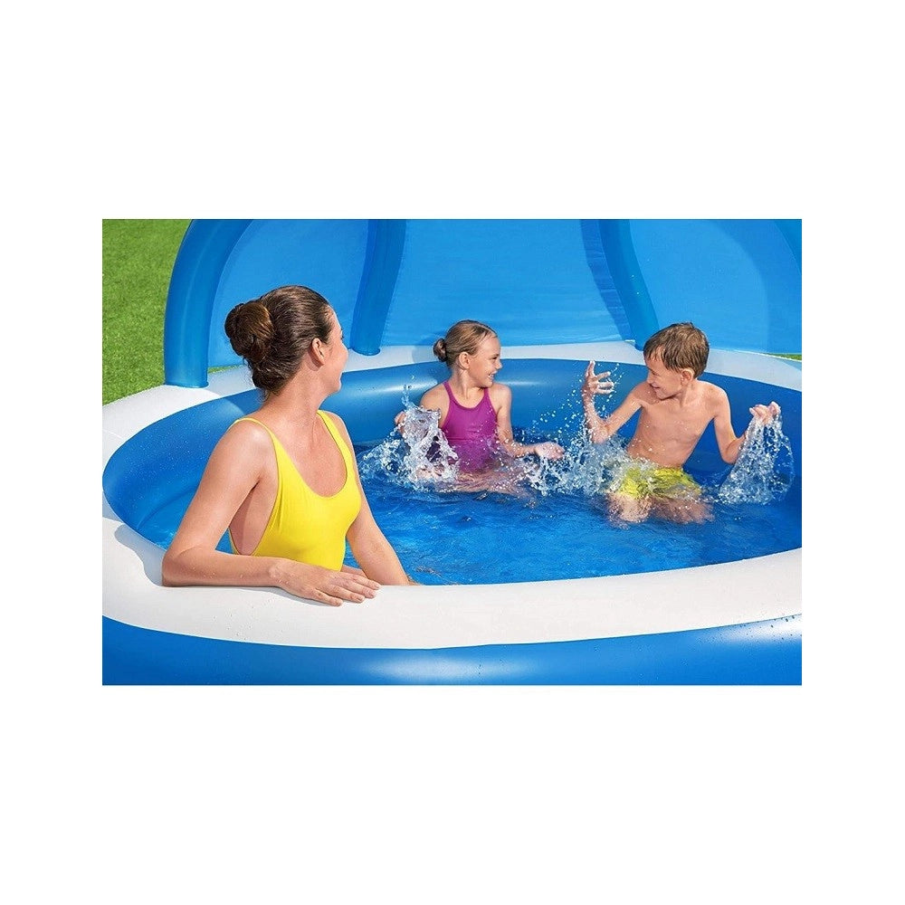 Trade Shop - Piscina Familiare 241x241x140 Cm Gonfiabile Rotonda Con Tettuccio Seduta 54337 -