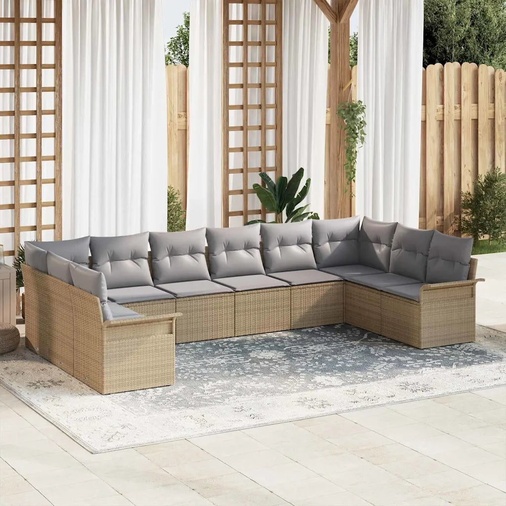 Set Divano da Giardino 10 pcs Beige polyrattan 3354209