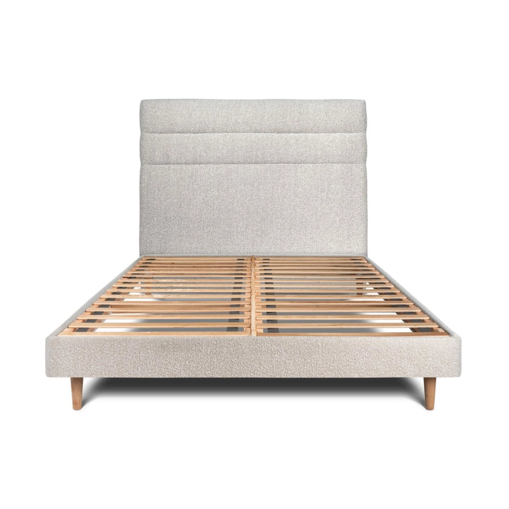 Letto 160x200 cm con testiera in linea - tessuto bouclé