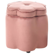 Pouf in velluto rosa con vano portaoggetti motivo floreale per soggiorno e camera da letto stile scandinavo