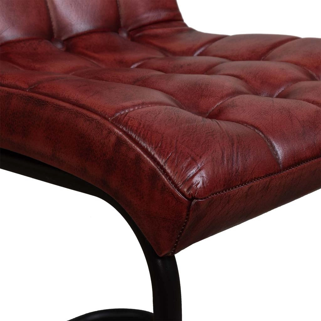 Sedia rivestita in pelle marrone 41x50x94h cm