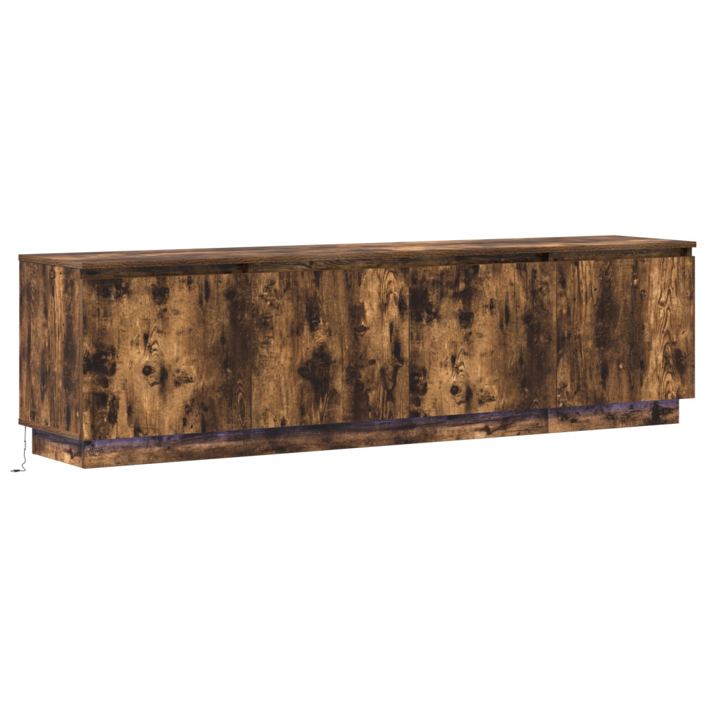 Mobile TV con LED Rovere Affumicato 180x38x49 cm Legno Ingegnerizzato