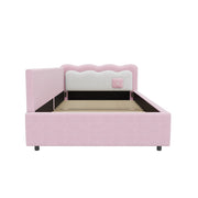 Letto singolo 90×200 cm con illuminazione LED; rete e testiera; senza materasso; velluto rosa per camera da letto