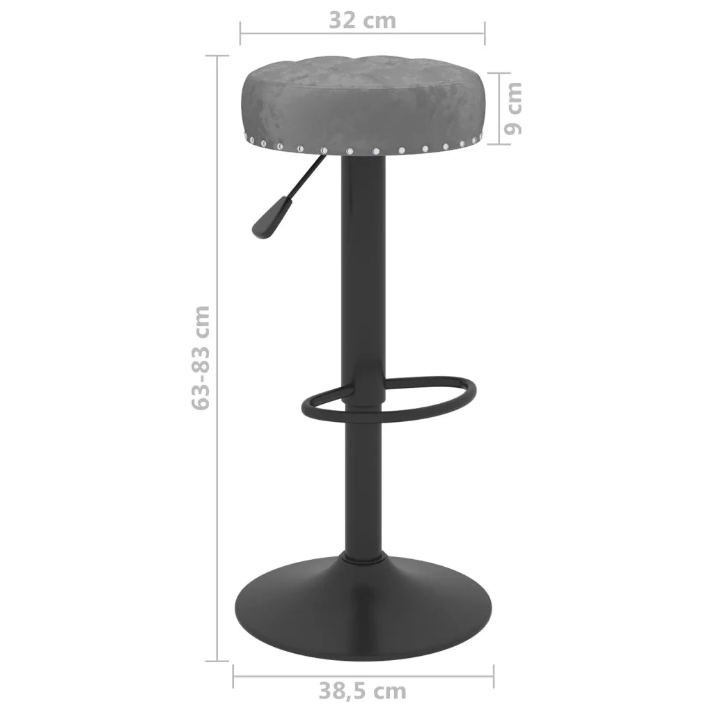 Sedie da Bar 2 pz Grigio Scuro in Velluto 332996