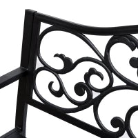 Panchina da Giardino 2 Posti con Schienale Decorato in Ghisa e Metallo, 127x60x89cm, Nero