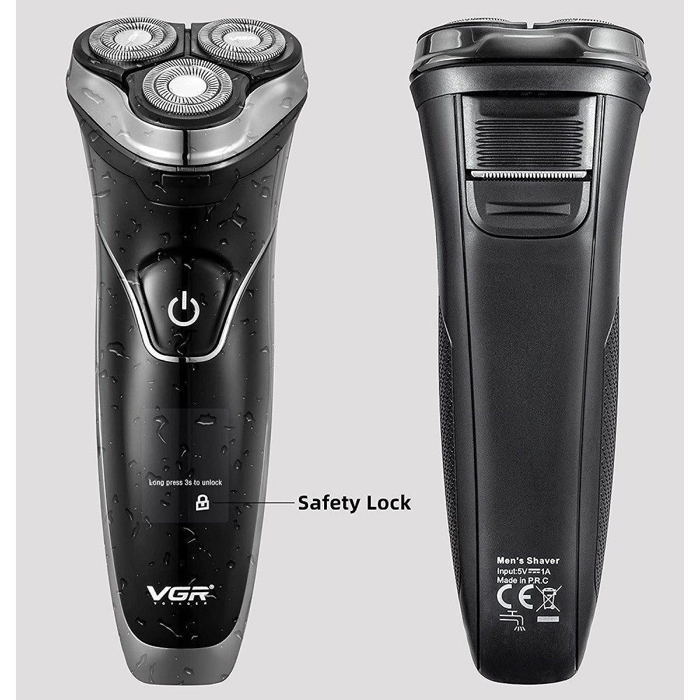 Trade Shop - Rasoio A Triple Testine Rotanti Trimmer Barba Cordless Impermeabile Display V318 -