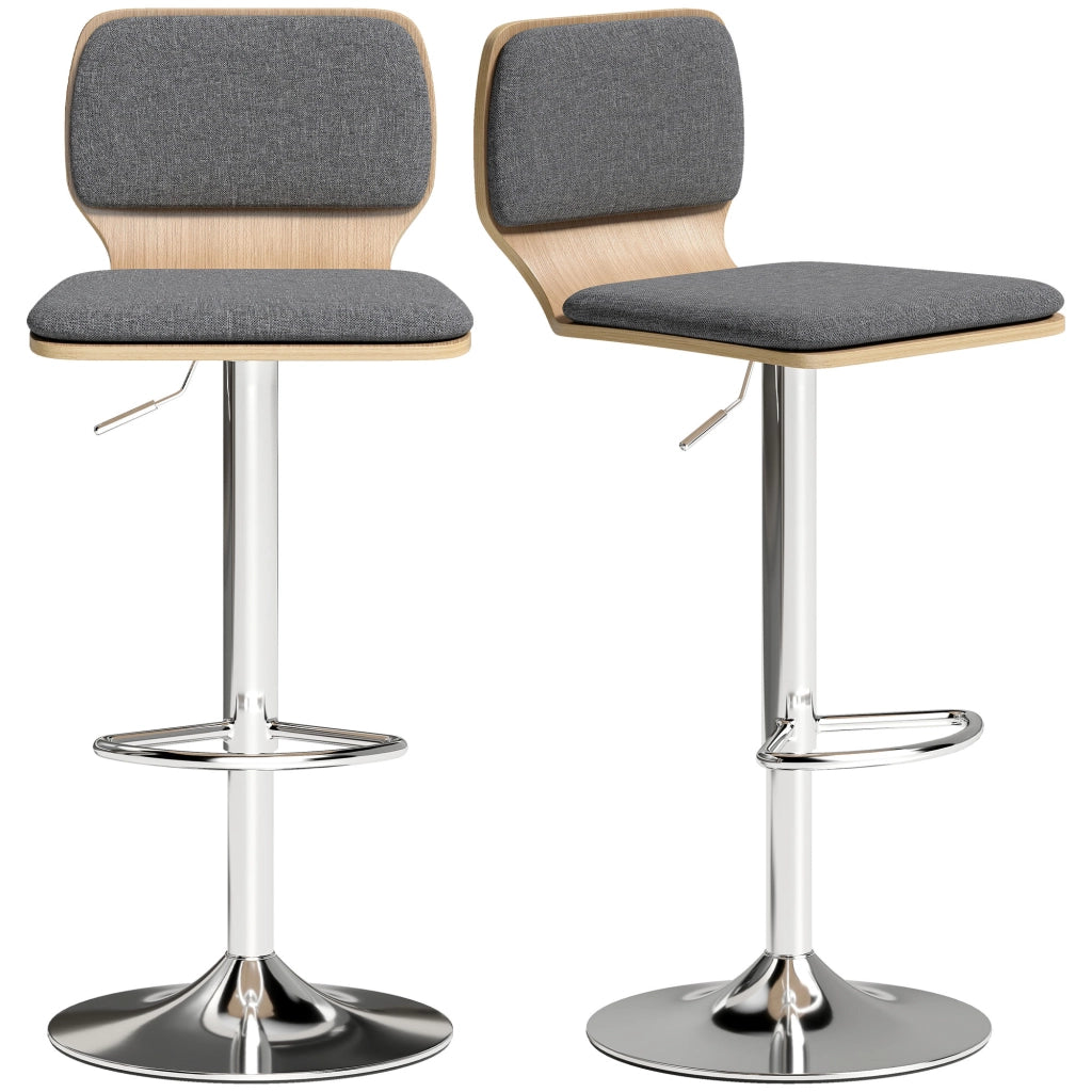 Sgabelli da Bar Regolabili in Altezza con Poggiapiedi e Schienale ¨C zephmum ¨C Grigio 41x47,5x81-102cm