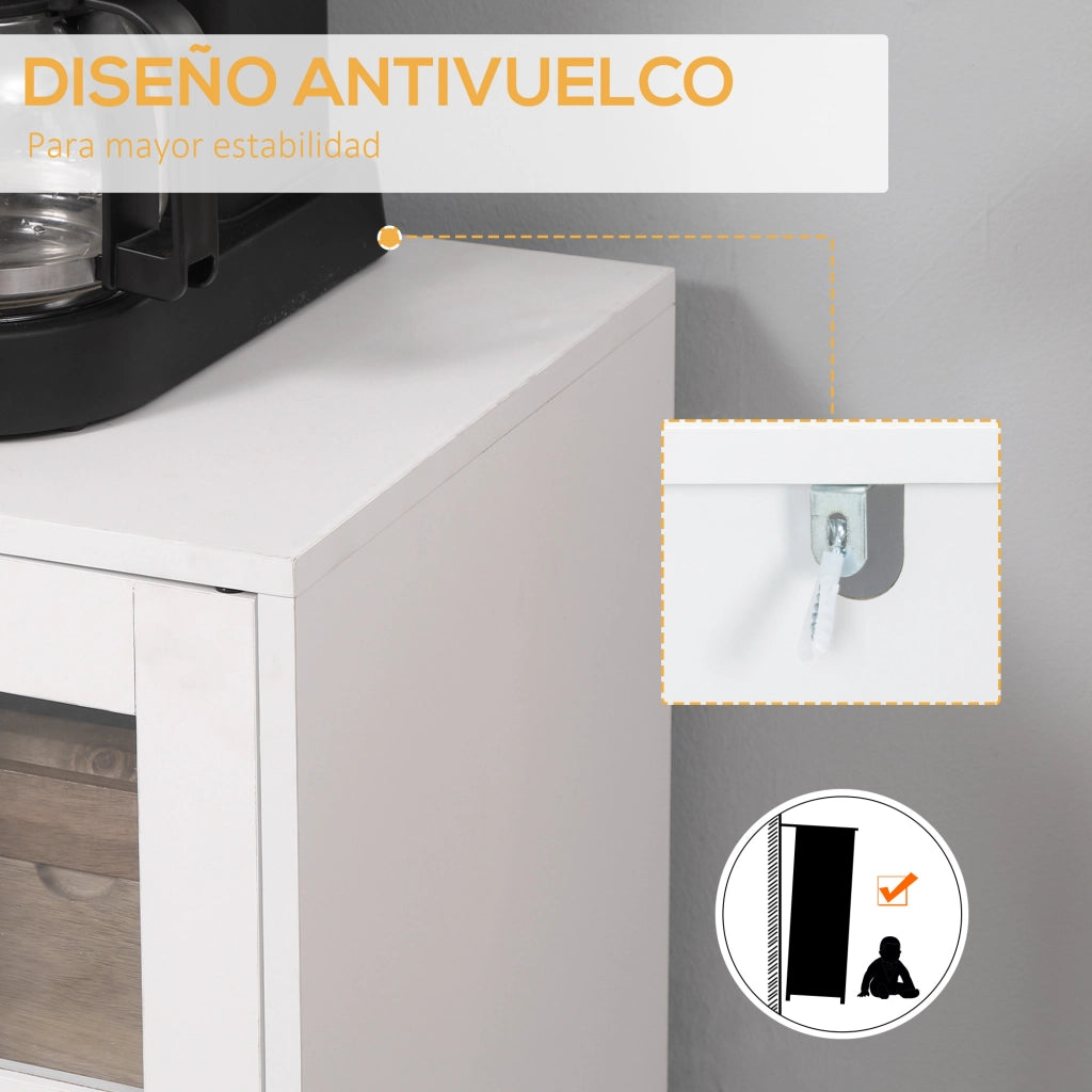 Tavolo da cucina con vetro e portabottiglie ¨C zephmum ¨C Bianco 90x37x75 cm