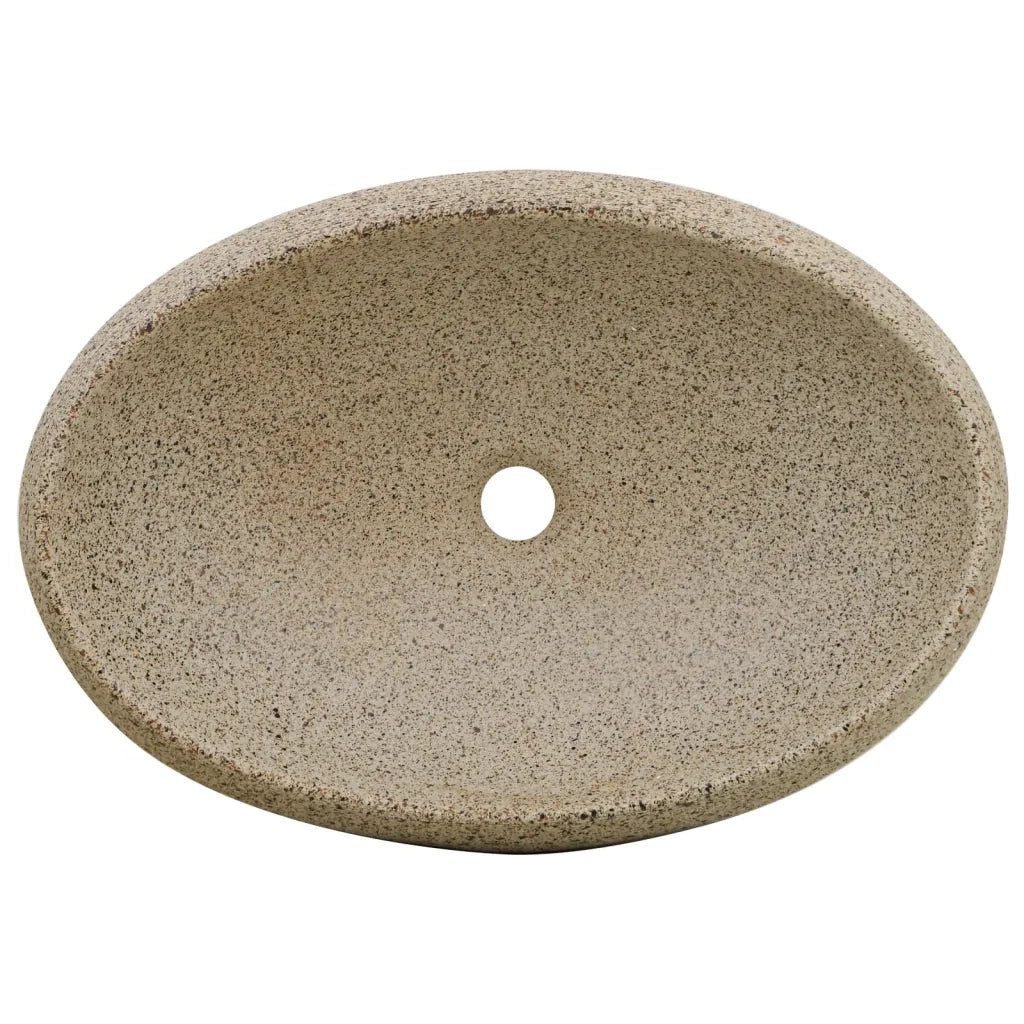 Lavabo da Appoggio-Lavandino-Lavello Sabbia Ovale 59x40x15 cm Ceramica