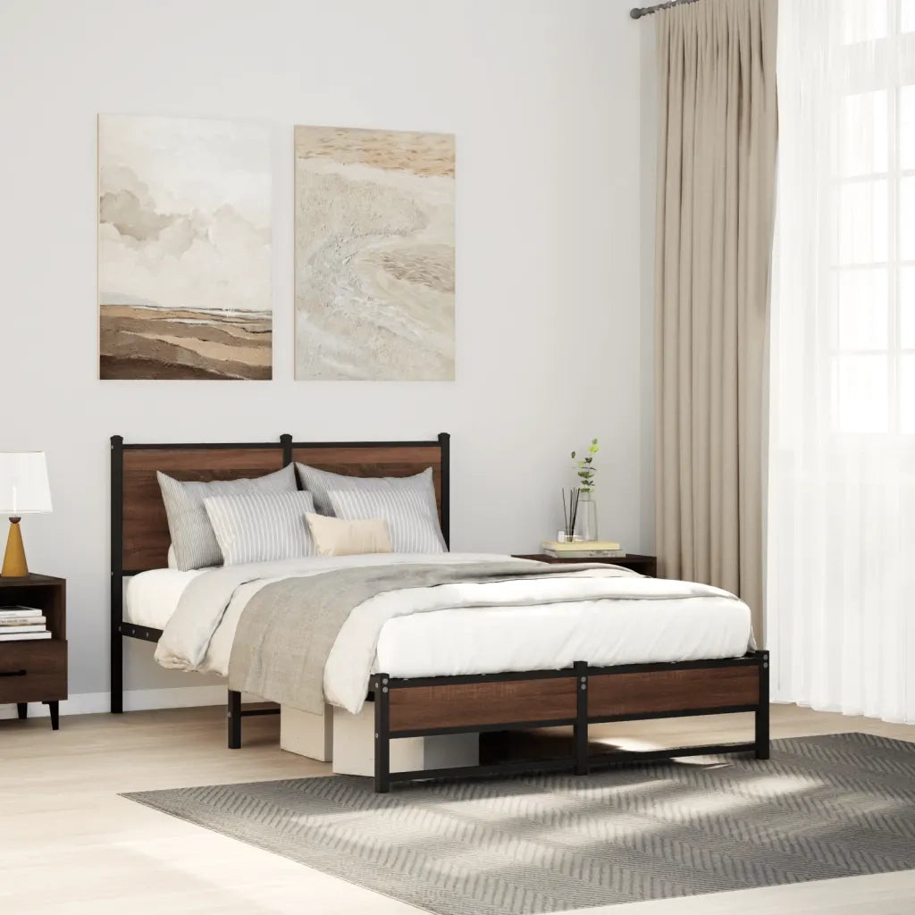 Giroletto senza Materasso-Struttura Letto in Metallo Rovere Marrone 120x190 cm 395813
