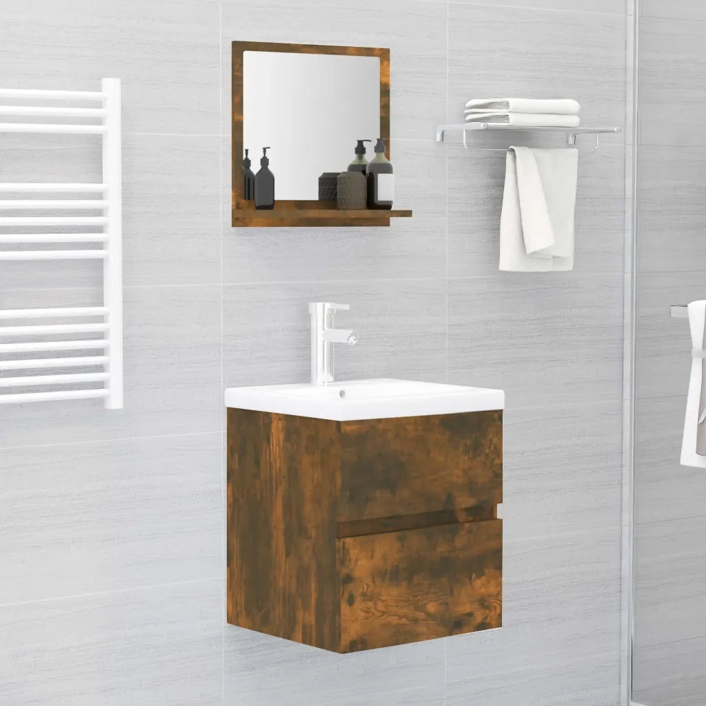Specchio da Bagno Rovere Fumo 40x10,5x37cm in Legno Multistrato cod mxl 73681