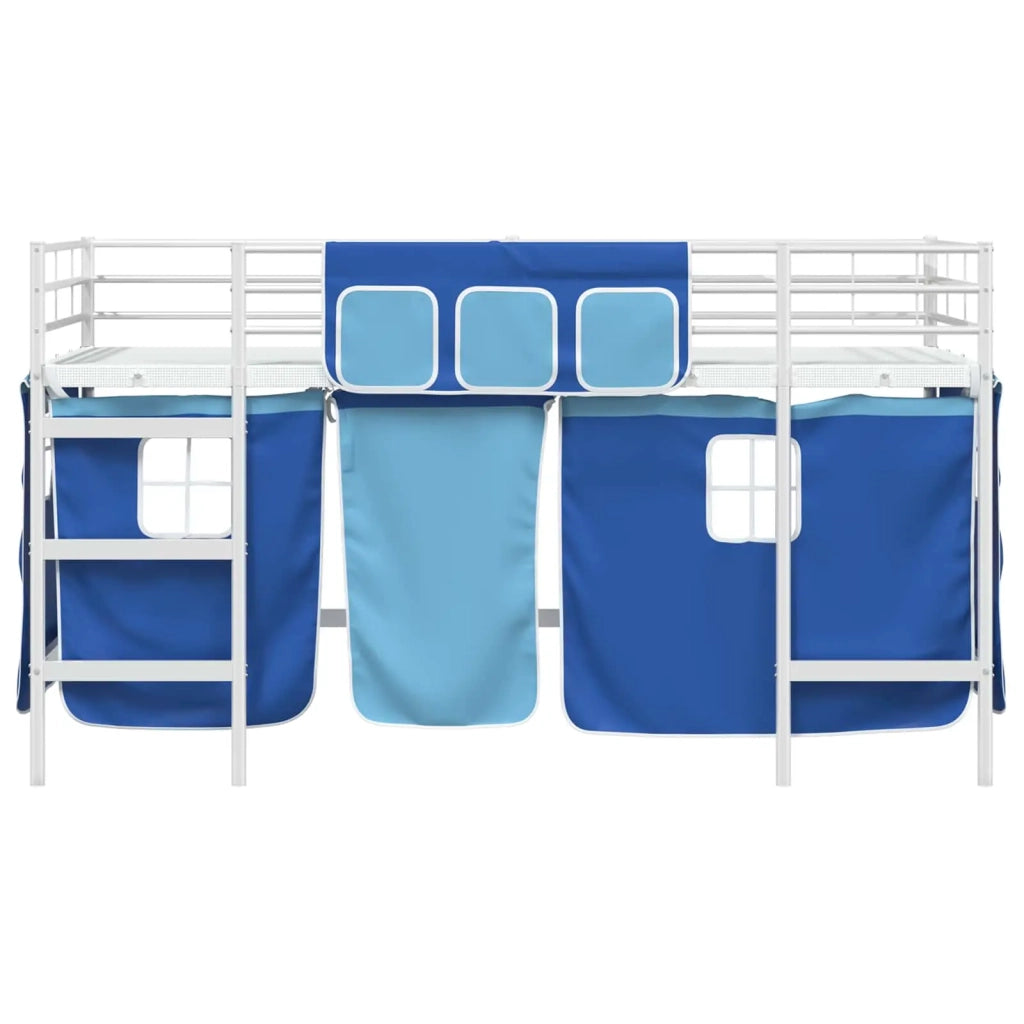 Struttura del Letto Loft per Bambini con Tendine Bianco e Blu 42020818
