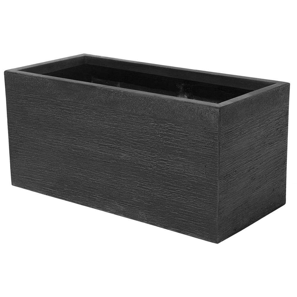 Vaso per piante in fibra di argilla nera 80 x 37 x 38 cm Fioriera rettangolare per interni ed esterni
