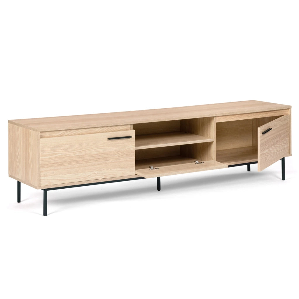 IDMarket - Porta TV SEATTLE da 180 cm con contenitori dal design industriale
