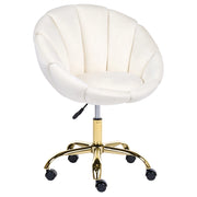 Sedia girevole da ufficio in velluto bianco sporco con base a stella altezza regolabile design moderno per l'ufficio domestico