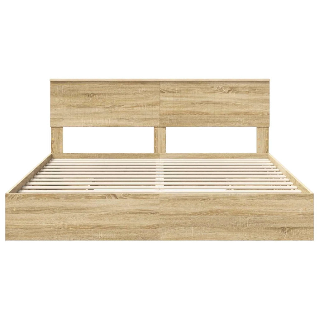 Letto con Contenitore con testiera Rovere Sonoma 180 x 200 cm