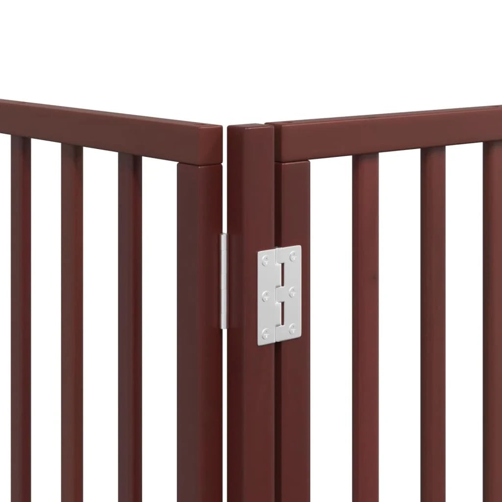 Cancelletto di sicurezza per animali domestici porta pieghevole 8 pannelli legno di pioppo marrone 02_0023239