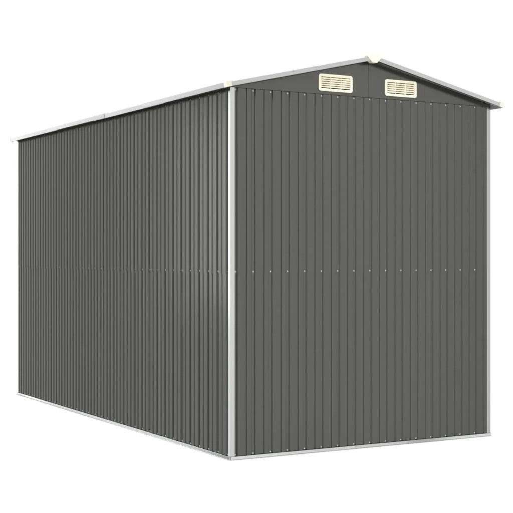 Casetta da giardino cabina ripostiglio capanno da esterno capanno per attrezzi robusta colore chiaro 192 x 357 x 223 cm acciaio zincato grigio 02_0022257