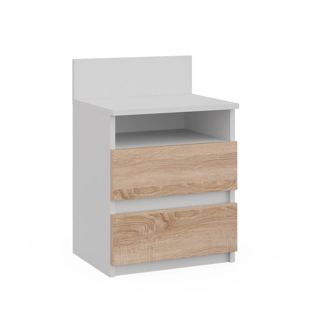 Vicco Comodino Bianco/Sonoma 32.3 x 59.1 cm con 2 cassetti