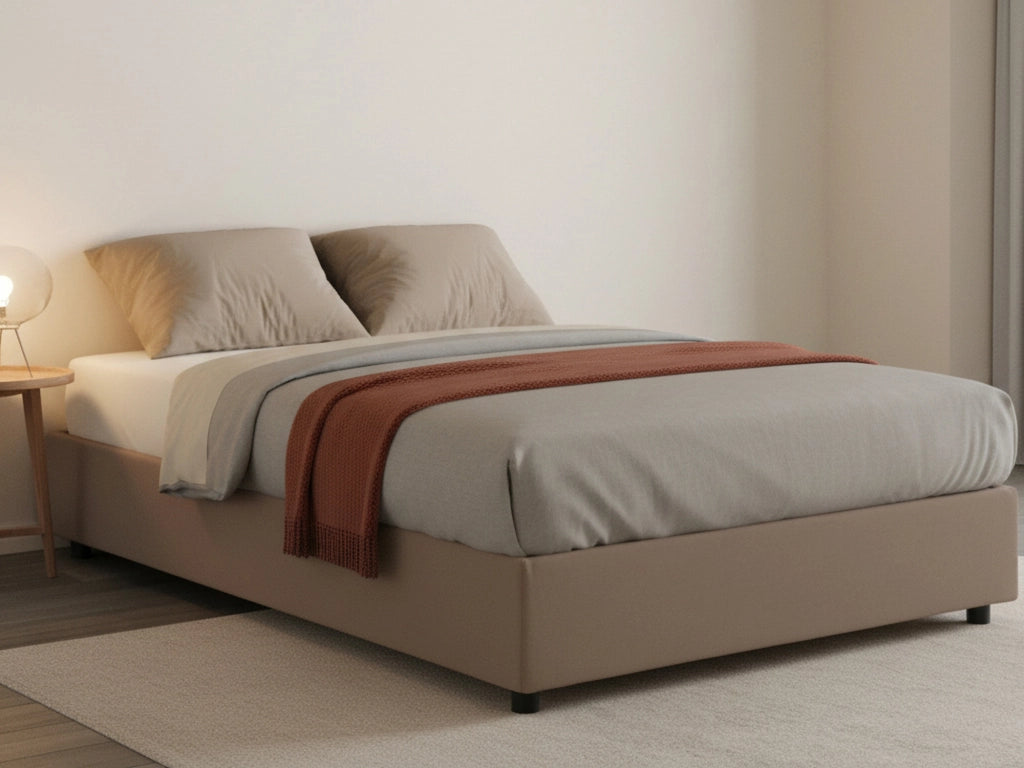 Andla, Letto Piazza e Mezza Sfoderabile Made in Italy, Grigio Tortora