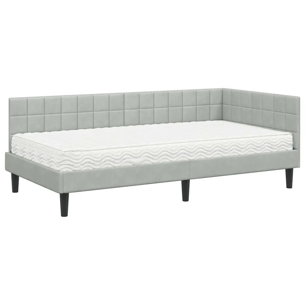 Letto singolo | Letto per adulti | Struttura Letto Angolare con Materasso 2 pcs Grigio chiaro