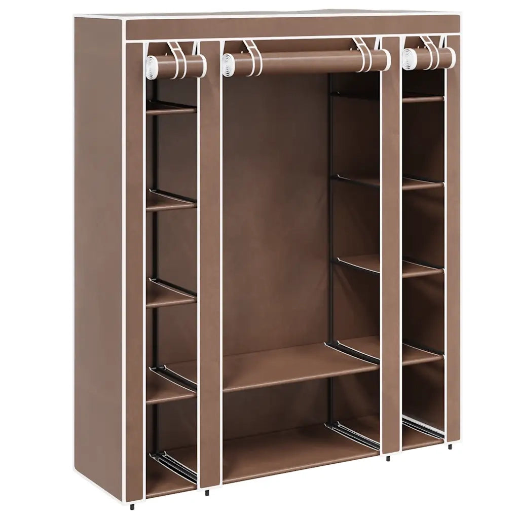 Armadio in Tessuto con Scomparti e Aste 45x150x176 cm Marrone CFW4009919
