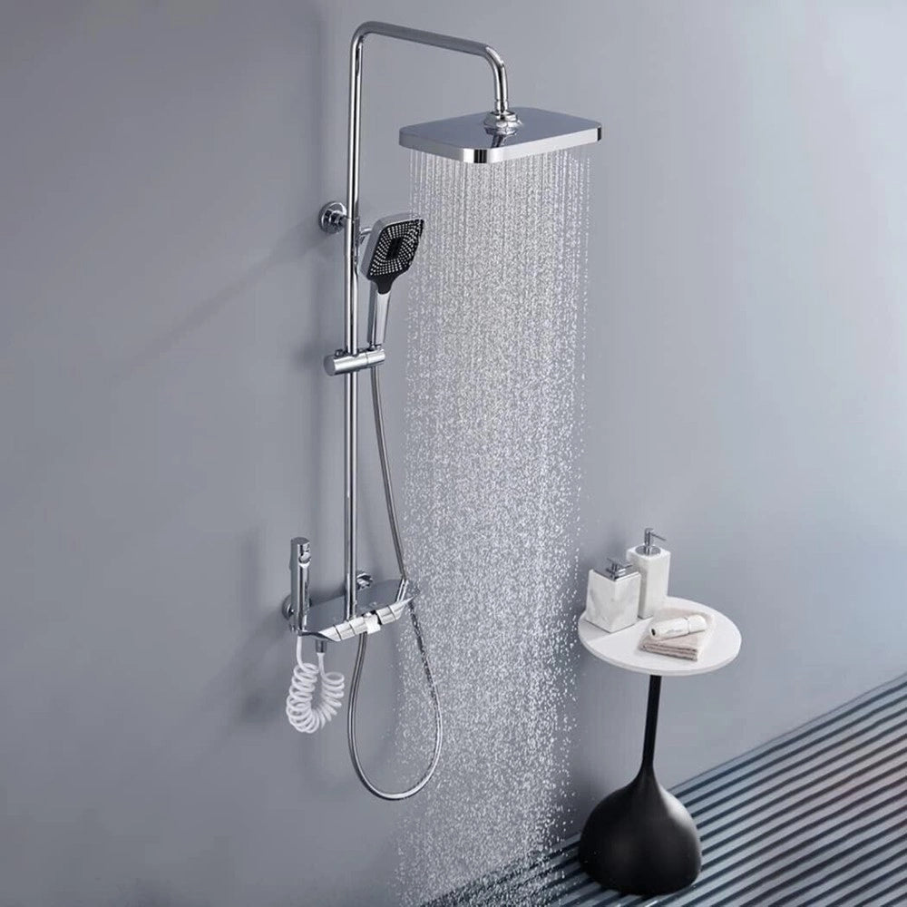 Trade Shop - Set Saliscendi Bagno Colonna Doccia Rubinetto Soffione Doccetta Bidet Cromato 87343 -