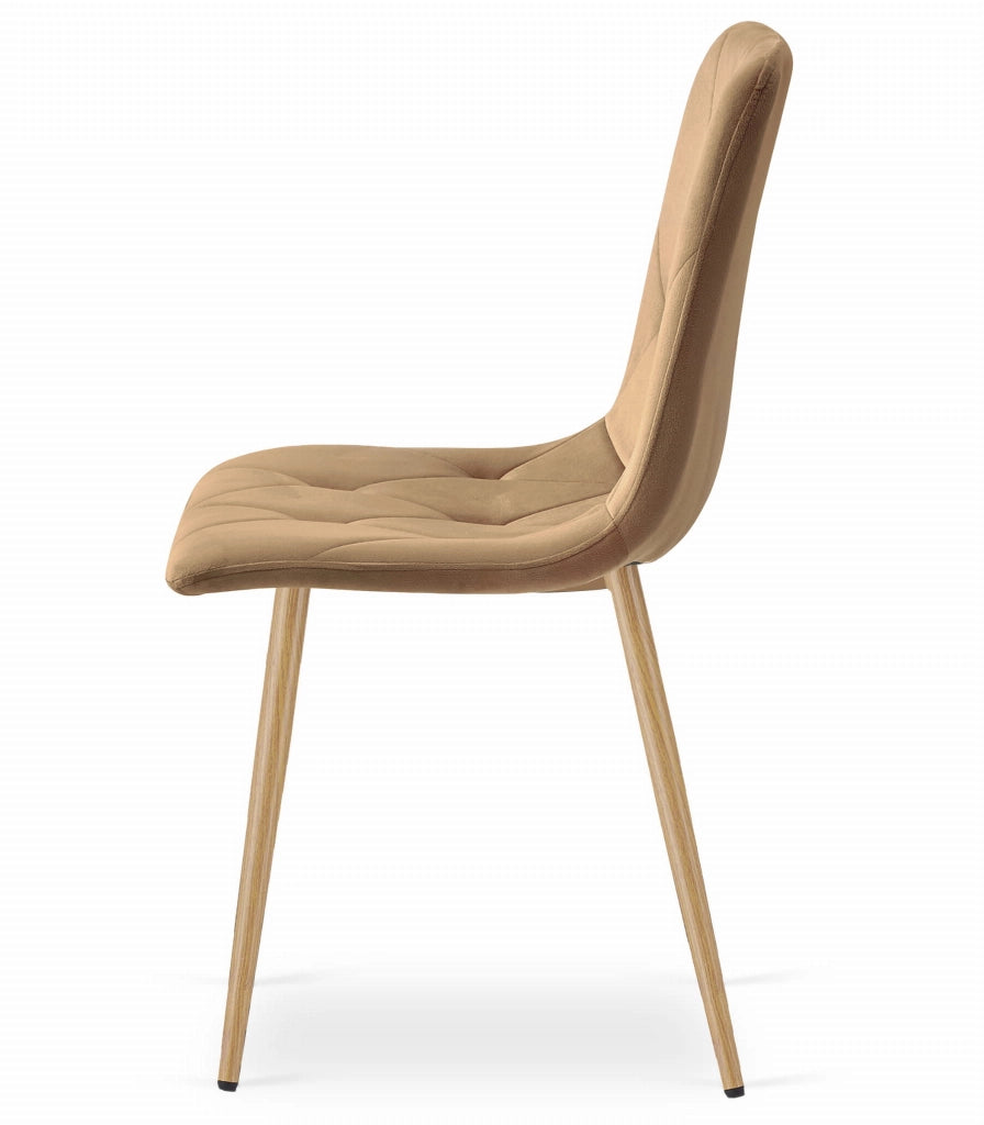 Sedia Valora TYRA in velluto marrone con gambe in legno x2