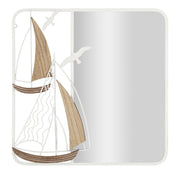 Specchio da Muro Adriatic 60x4,4x60 cm in MDF e Ferro e Specchio Bianco e Marrone