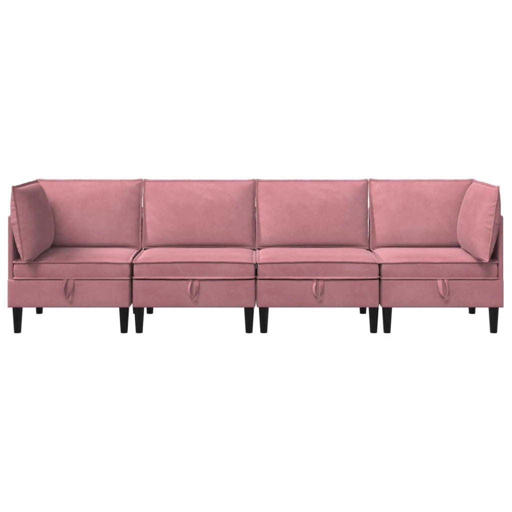 Set di mobili per il soggiorno con cuscino 4 pcs Rosa Velluto 3413744