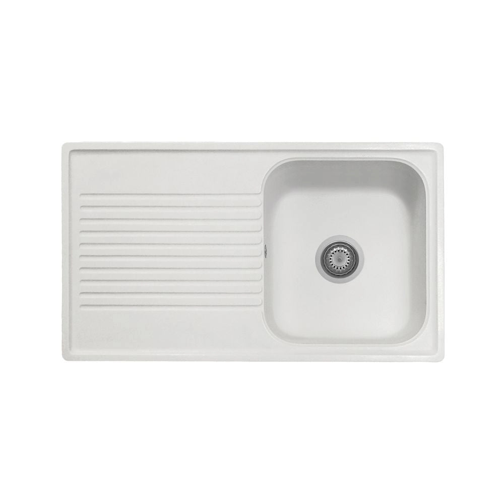 Lavello 86x50 cm reversibile 1 vasca gocciolatoio bianco Samet