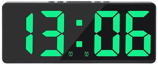 Alarme digitale con display temperatura multifunzionale con comando vocale, funzione silenzioso, orologio a LED, adatto per uso domestico - verde