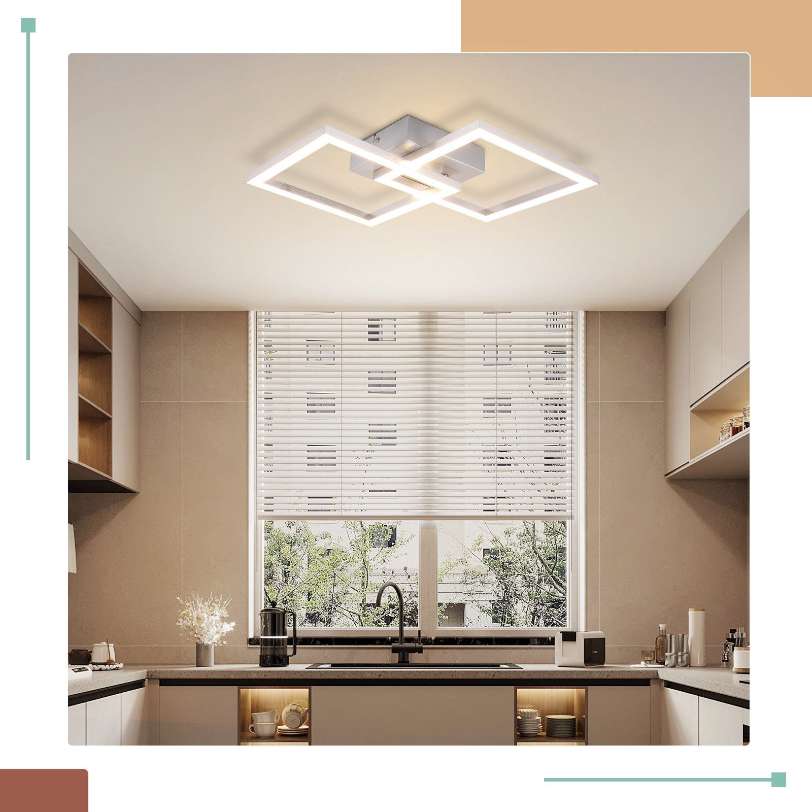 ZMH Lampada da soffitto plafoniera LED moderna argento 24W per camera letto interni