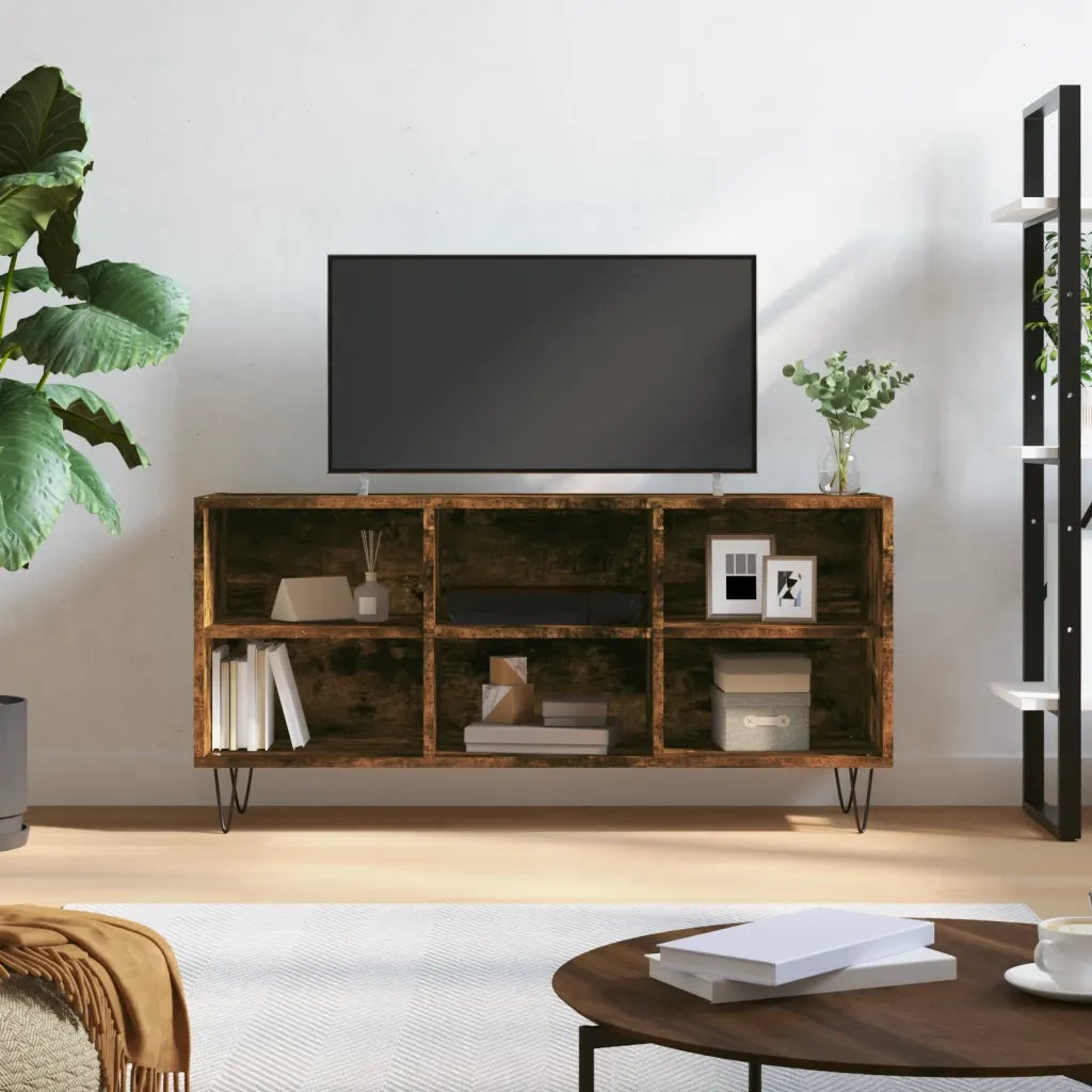 Mobile Porta TV Rovere Fumo 103,5x30x50 cm in Legno Multistrato 826993