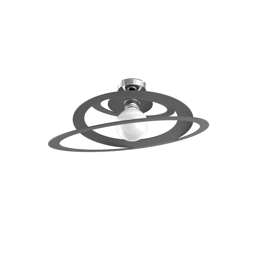 Plafoniera Industrial-Minimal Bungee Metallo Antracite 1 Luce E27 D50Cm