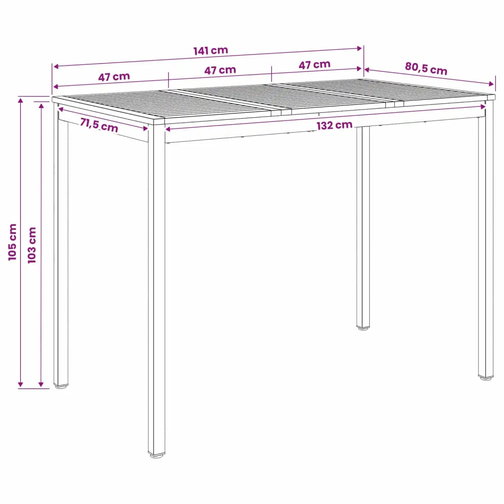 Tavolo Bar da Giardino Bianco 141 x 80,5 x 105 cm 901783